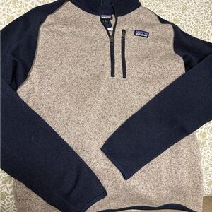 Patagonia Men's Zip-Up Sweater in Navy and Beige